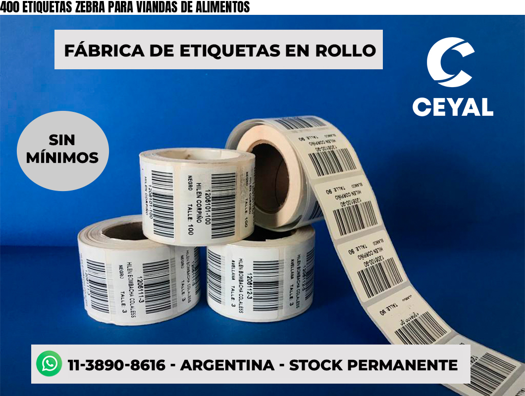400 ETIQUETAS ZEBRA PARA VIANDAS DE ALIMENTOS
