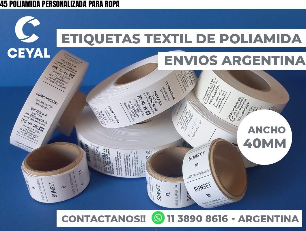45 POLIAMIDA PERSONALIZADA PARA ROPA