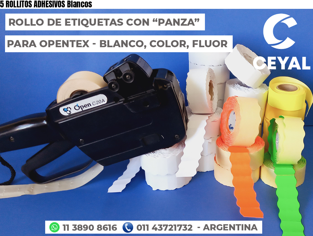 5 ROLLITOS ADHESIVOS Blancos