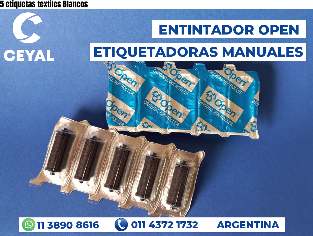 5 etiquetas textiles Blancos