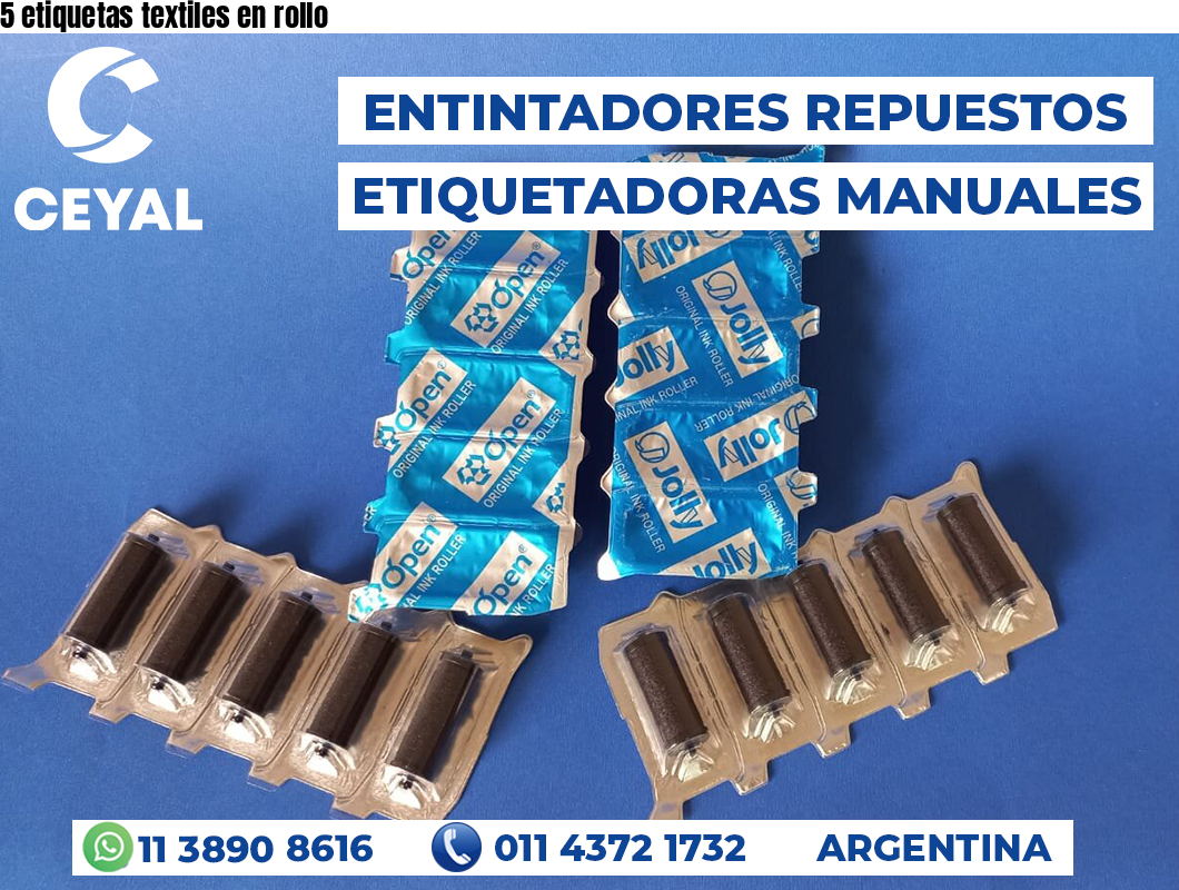 5 etiquetas textiles en rollo