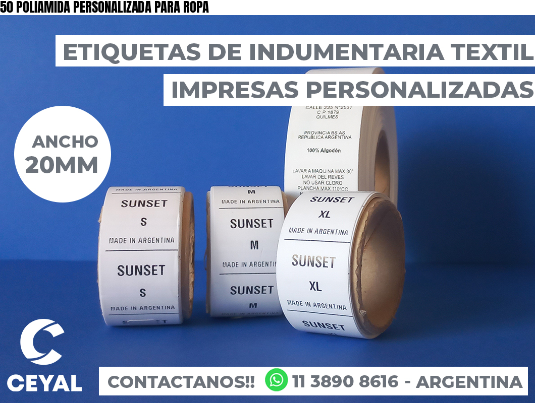 50 POLIAMIDA PERSONALIZADA PARA ROPA