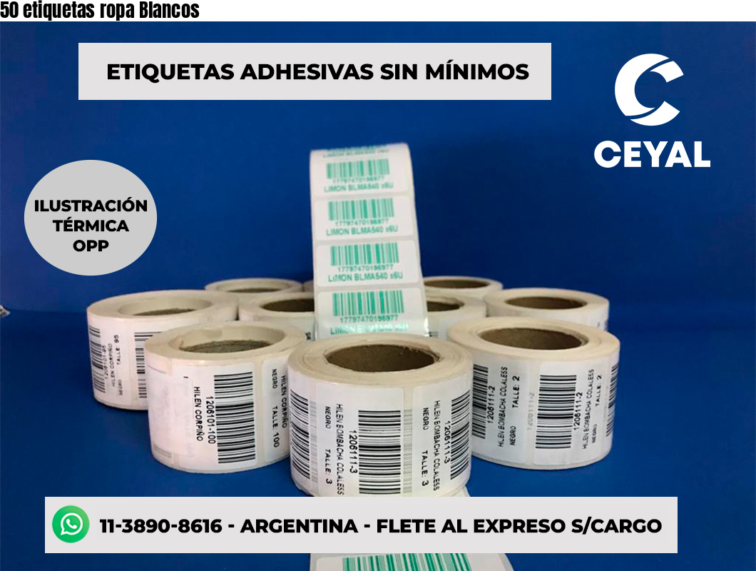 50 etiquetas ropa Blancos