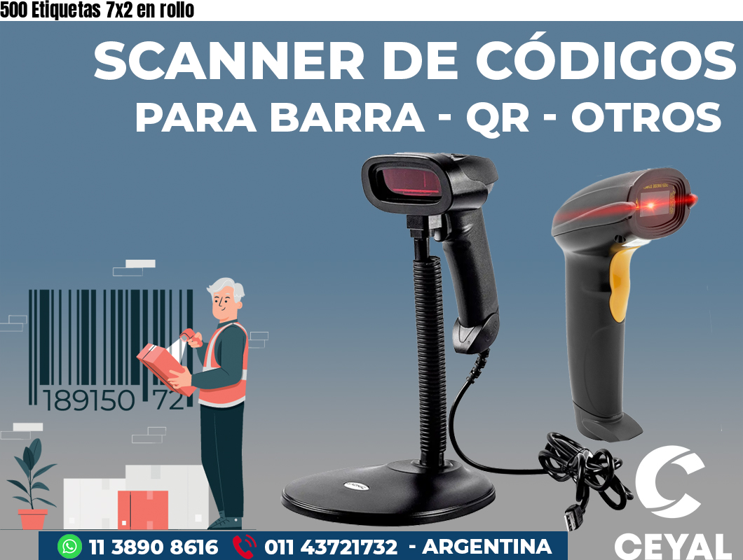500 Etiquetas 7x2 en rollo