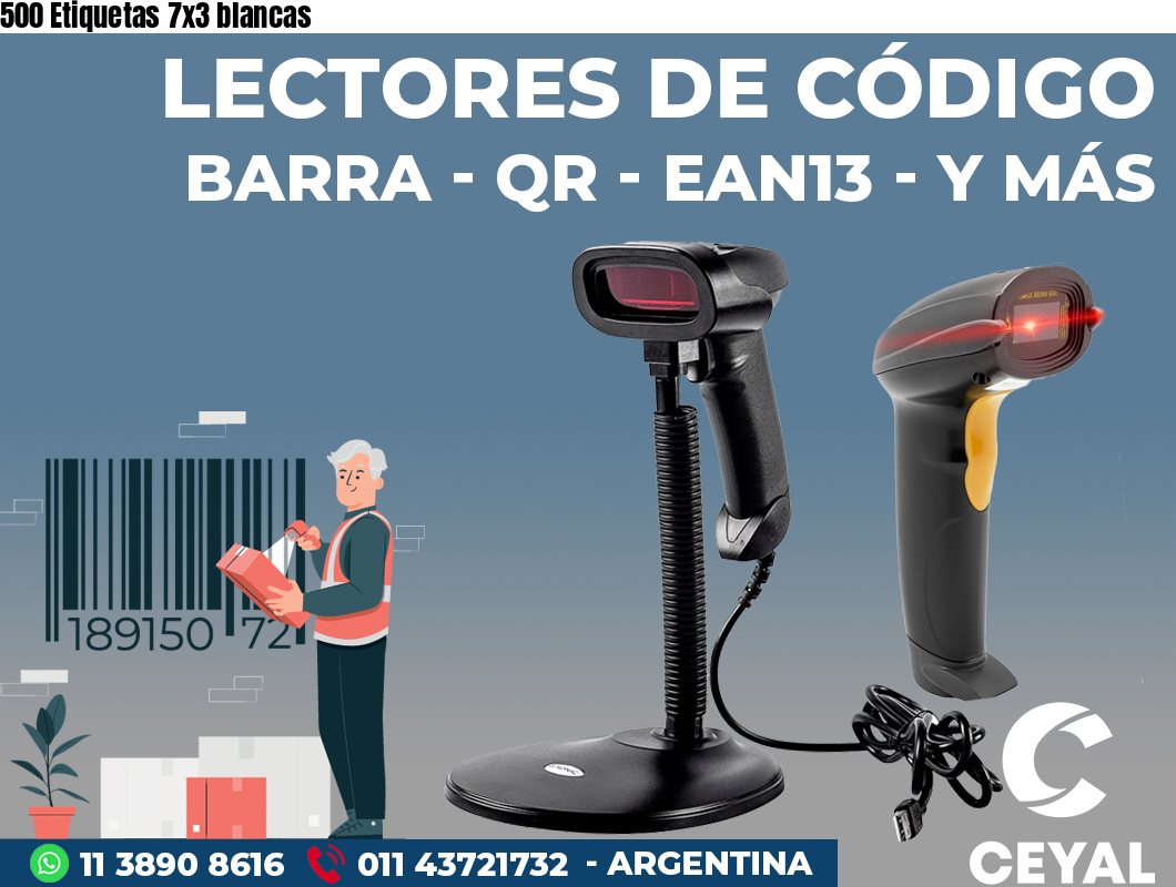 500 Etiquetas 7x3 blancas