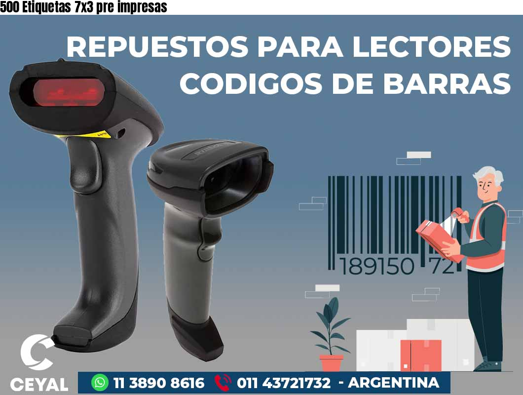 500 Etiquetas 7x3 pre impresas