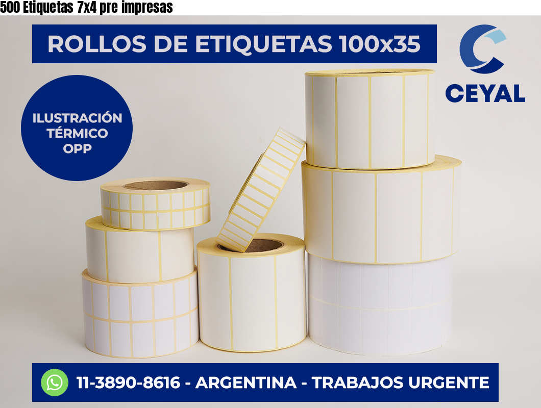 500 Etiquetas 7×4 pre impresas