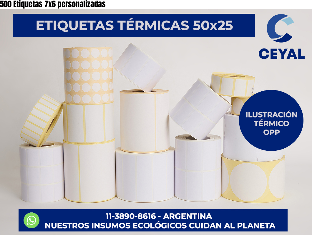 500 Etiquetas 7×6 personalizadas