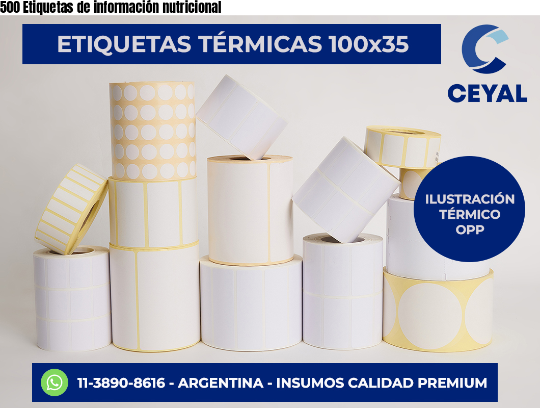 500 Etiquetas de información nutricional