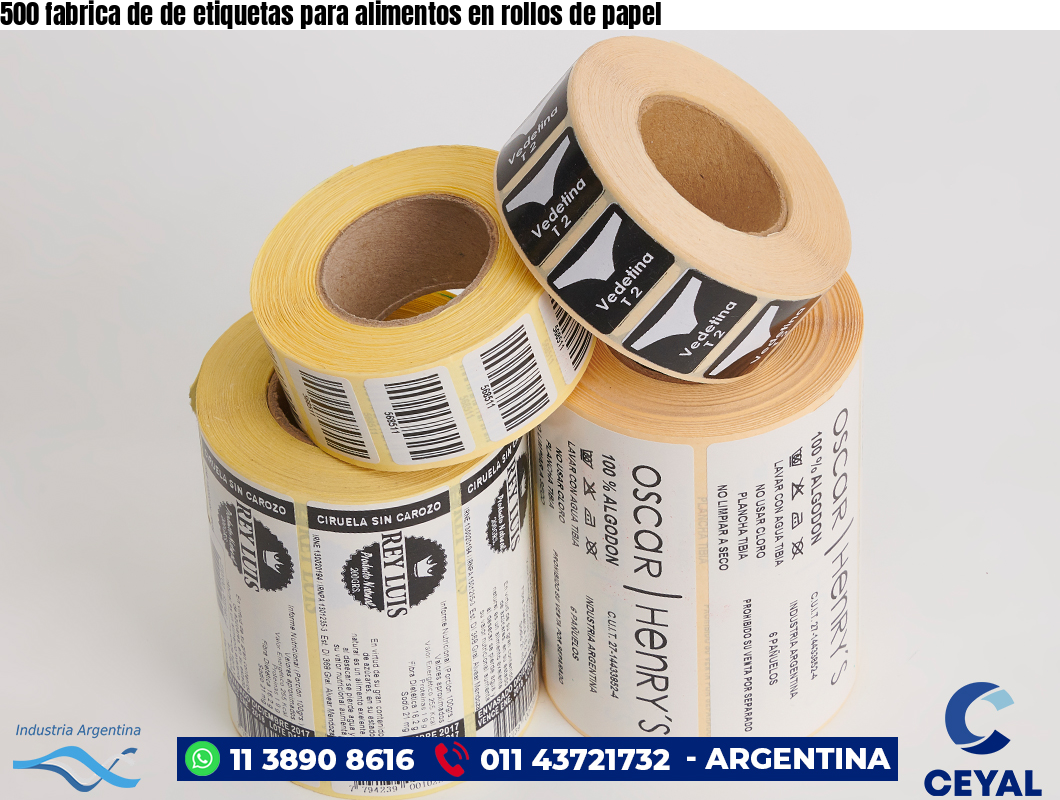500 fabrica de de etiquetas para alimentos en rollos de papel