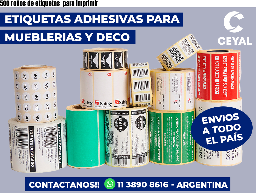 500 rollos de etiquetas para imprimir