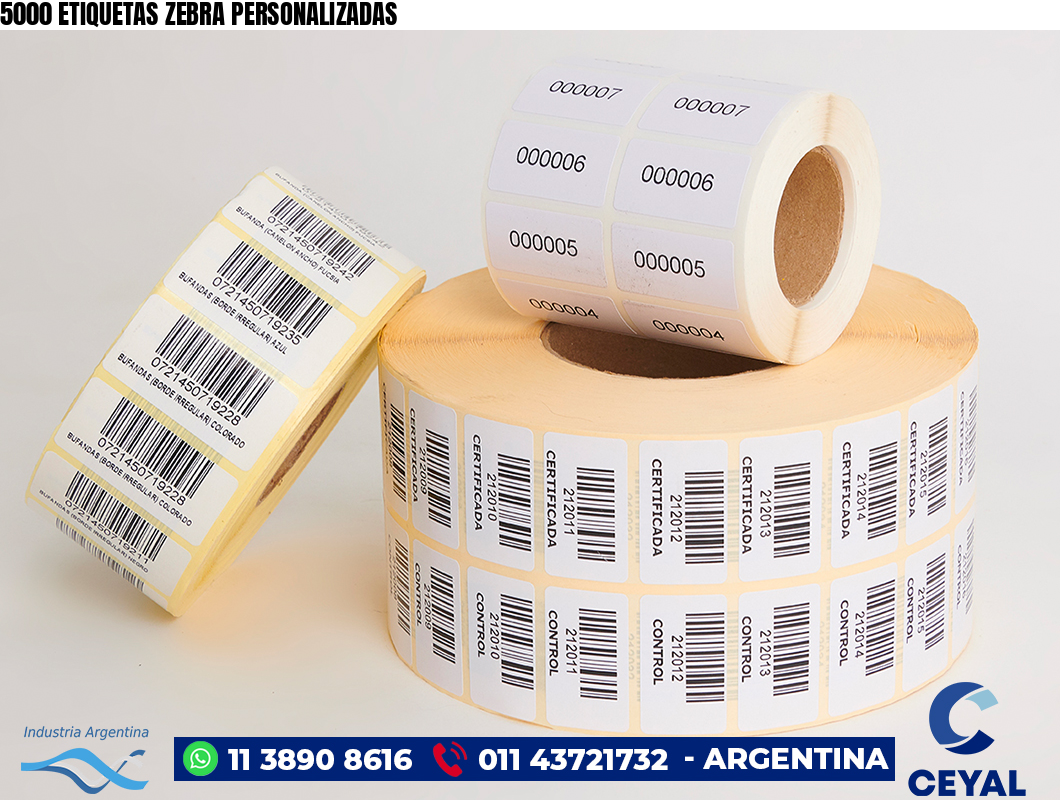 5000 ETIQUETAS ZEBRA PERSONALIZADAS
