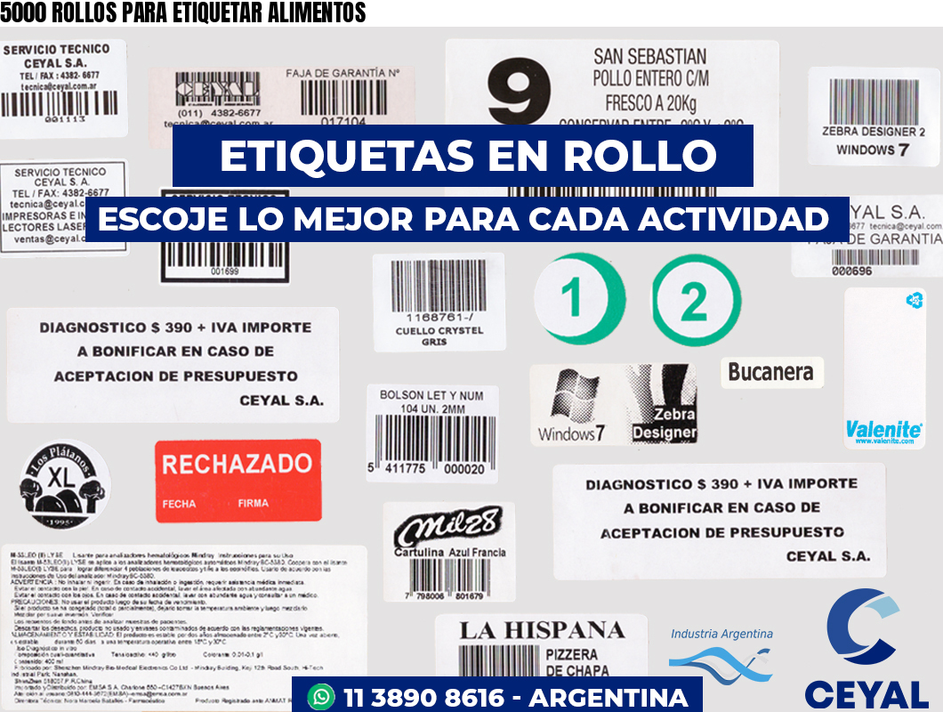 5000 ROLLOS PARA ETIQUETAR ALIMENTOS