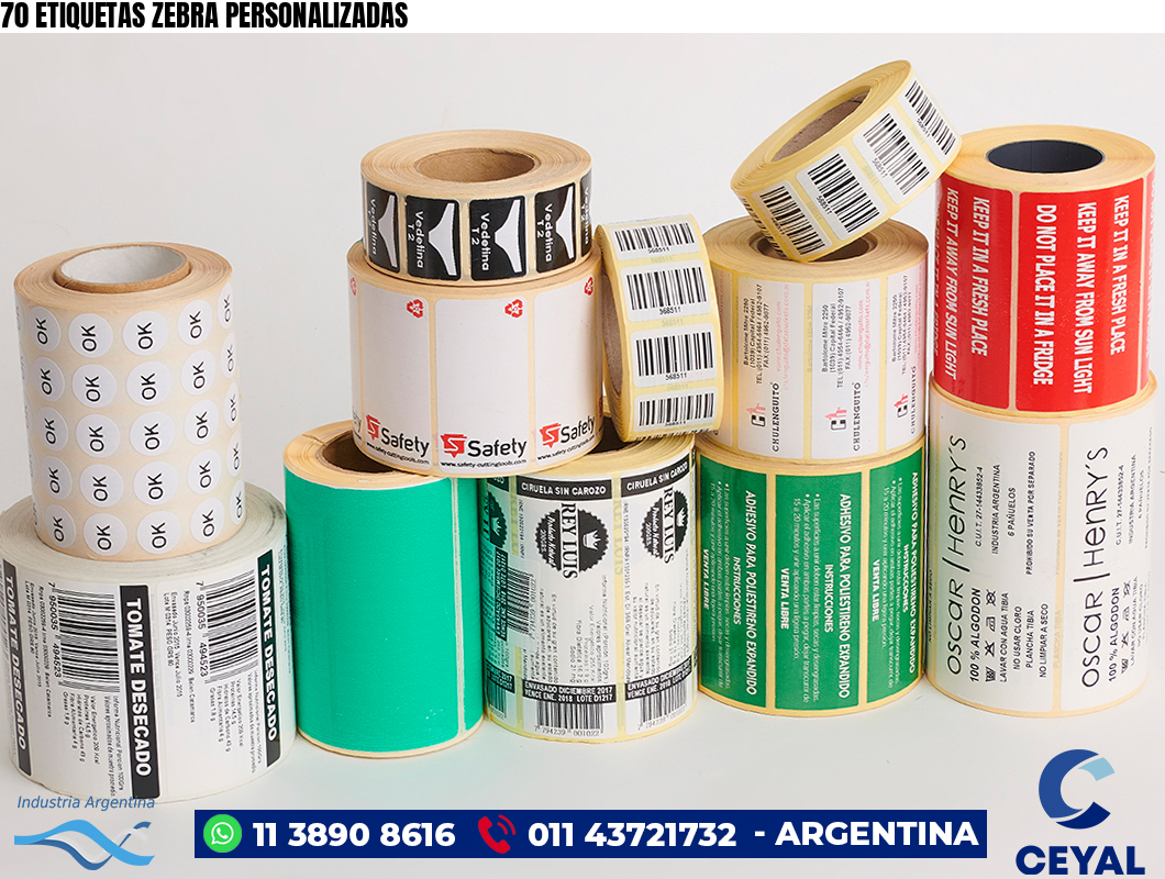 70 ETIQUETAS ZEBRA PERSONALIZADAS
