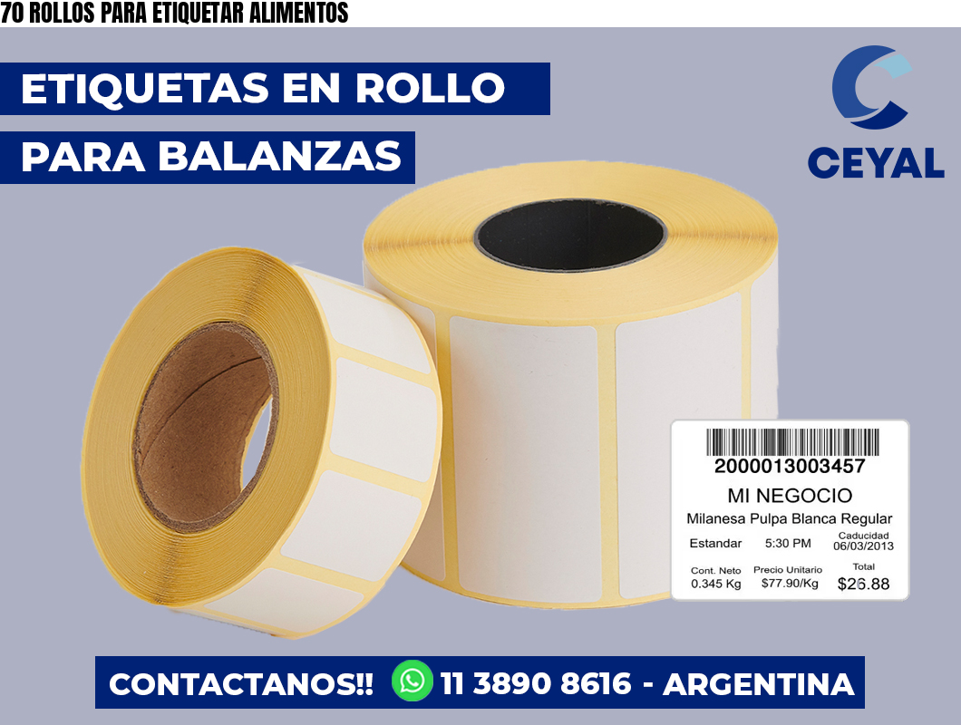 70 ROLLOS PARA ETIQUETAR ALIMENTOS