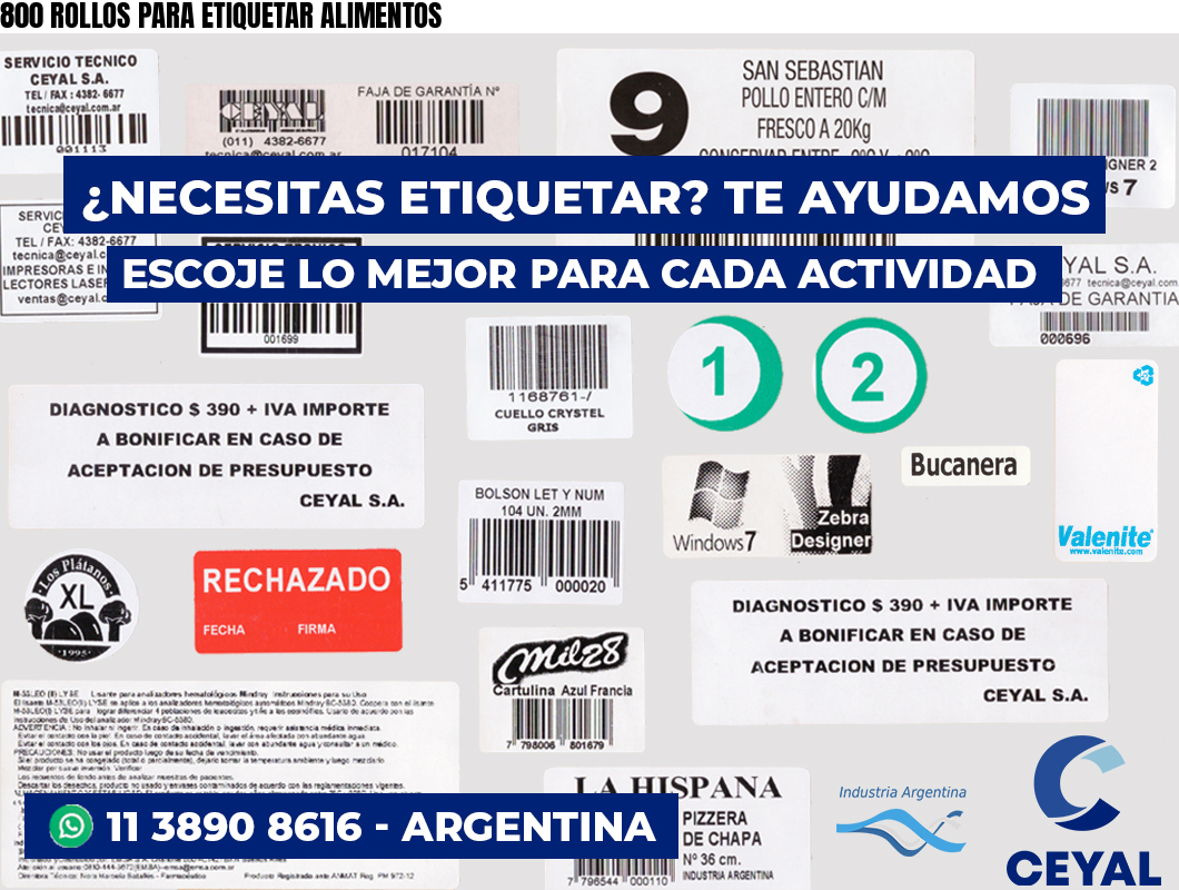800 ROLLOS PARA ETIQUETAR ALIMENTOS