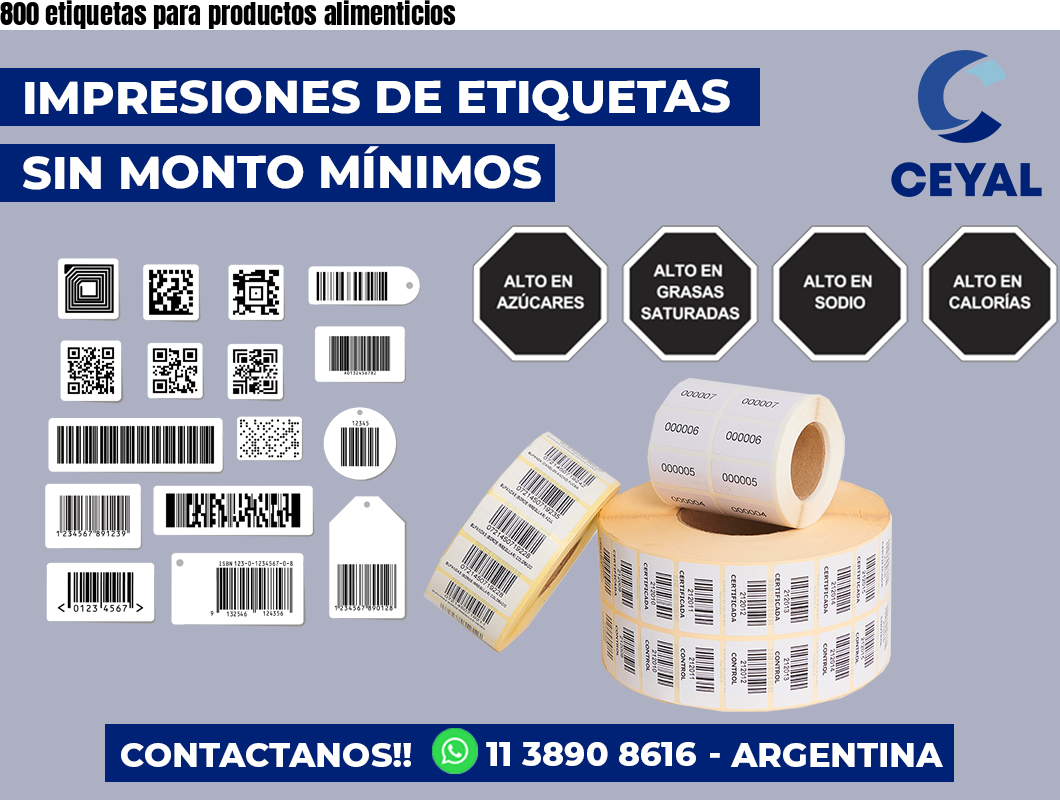 800 etiquetas para productos alimenticios