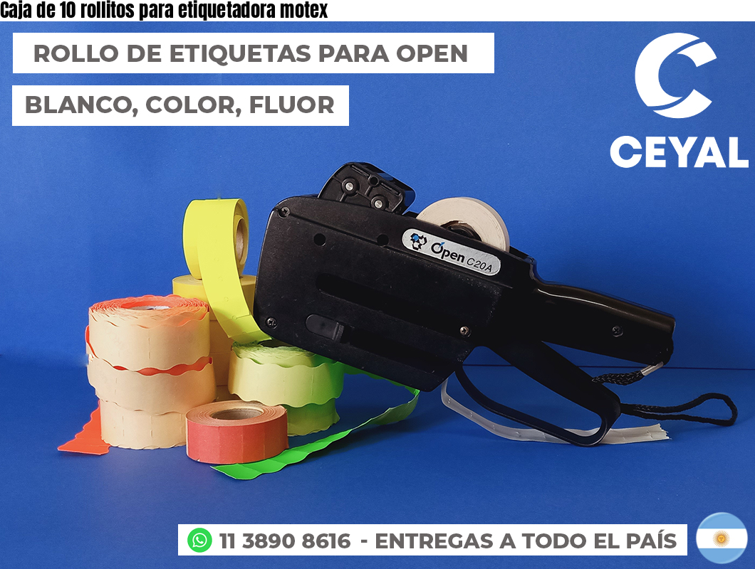 Caja de 10 rollitos para etiquetadora motex