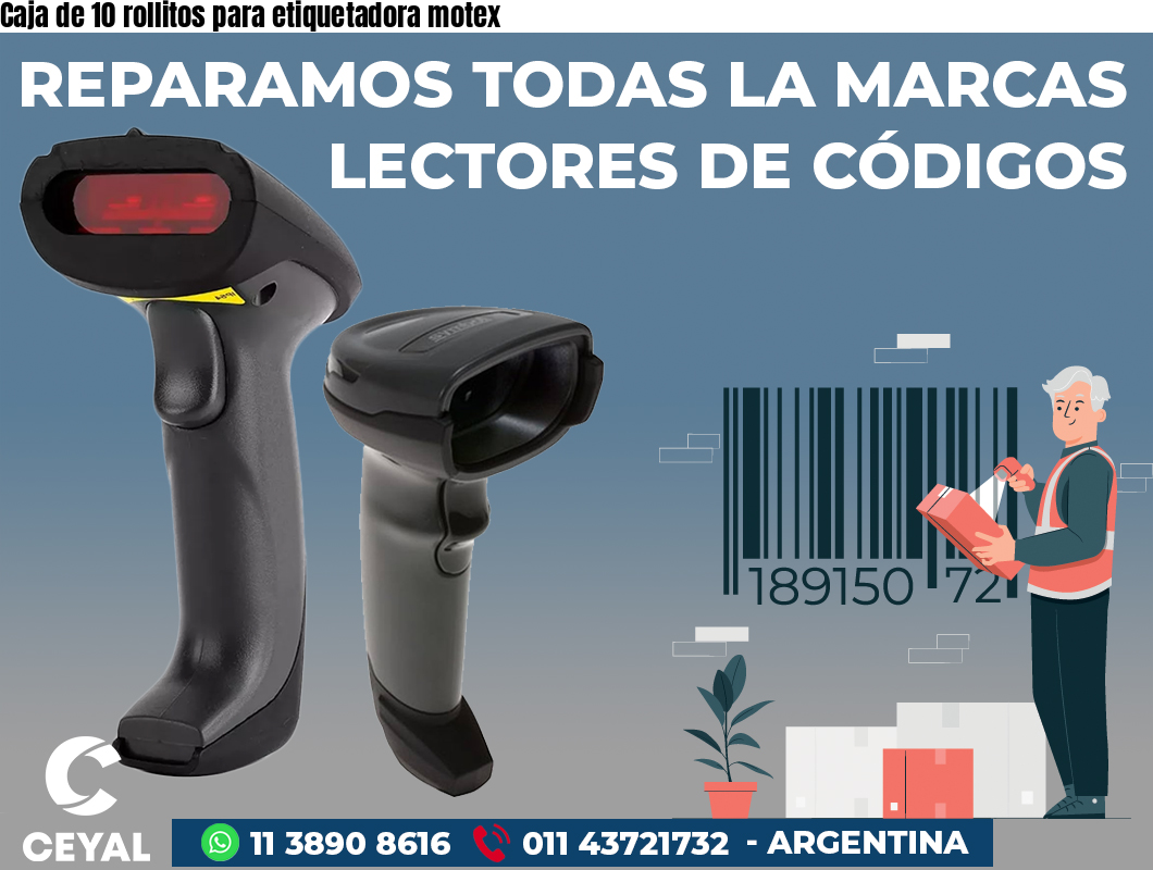Caja de 10 rollitos para etiquetadora motex
