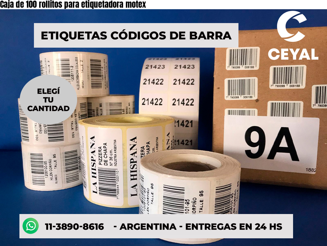 Caja de 100 rollitos para etiquetadora motex