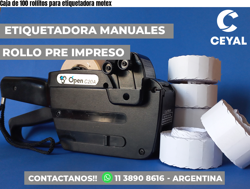Caja de 100 rollitos para etiquetadora motex