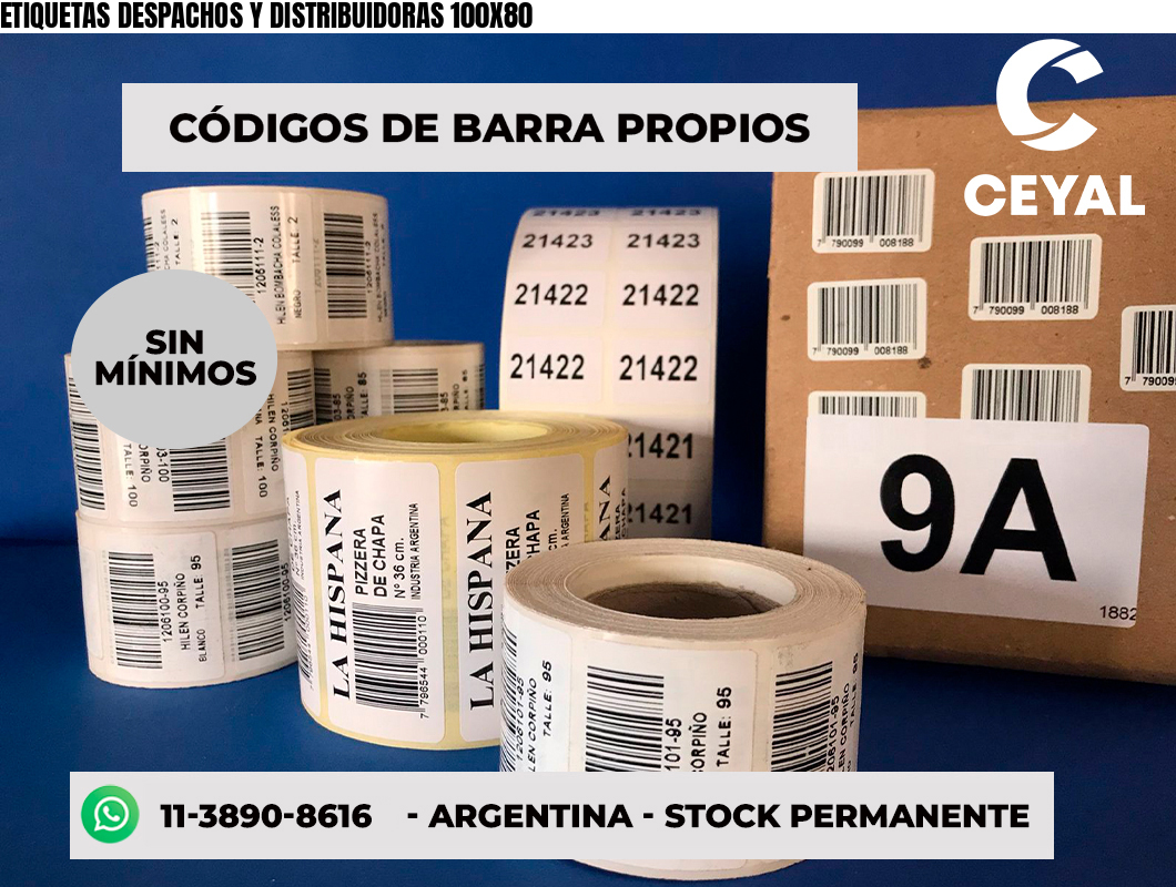 ETIQUETAS DESPACHOS Y DISTRIBUIDORAS 100X80