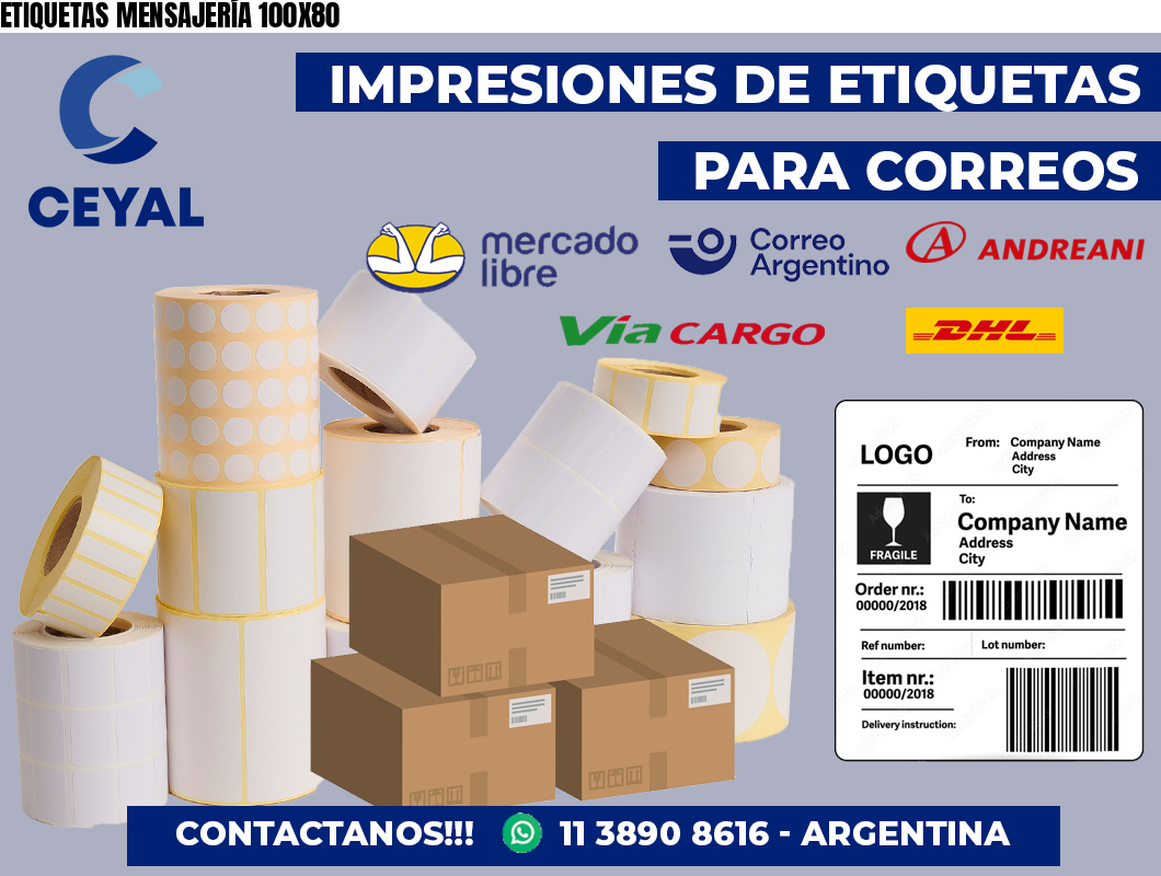 ETIQUETAS MENSAJERÍA 100X80