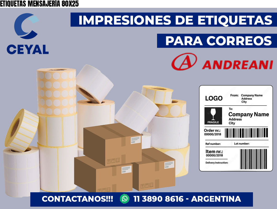 ETIQUETAS MENSAJERÍA 80X25