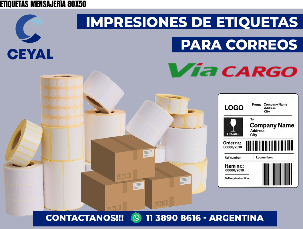 ETIQUETAS MENSAJERÍA 80X50