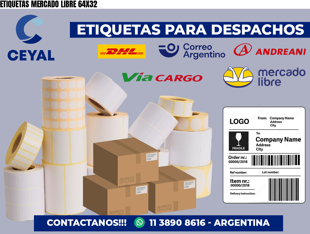 ETIQUETAS MERCADO LIBRE 64X32