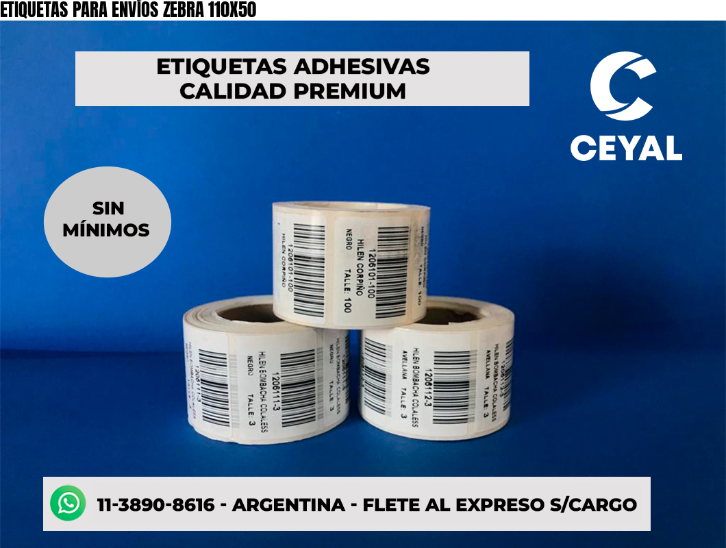 ETIQUETAS PARA ENVÍOS ZEBRA 110X50