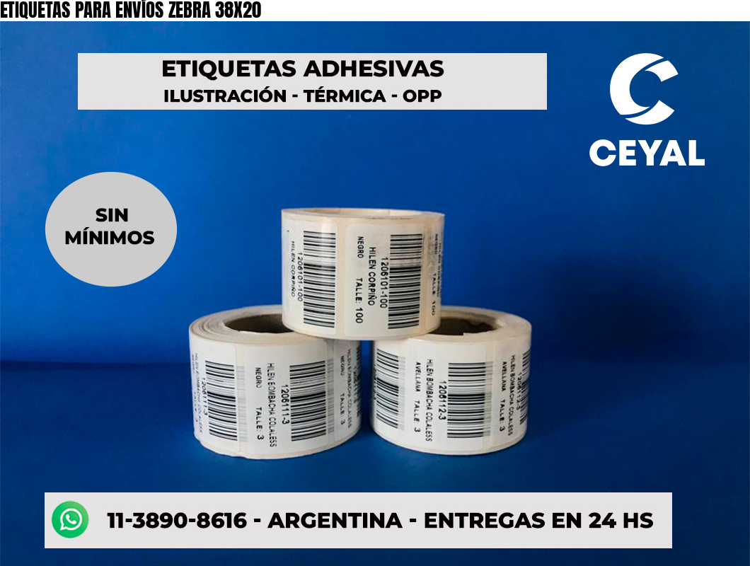 ETIQUETAS PARA ENVÍOS ZEBRA 38X20