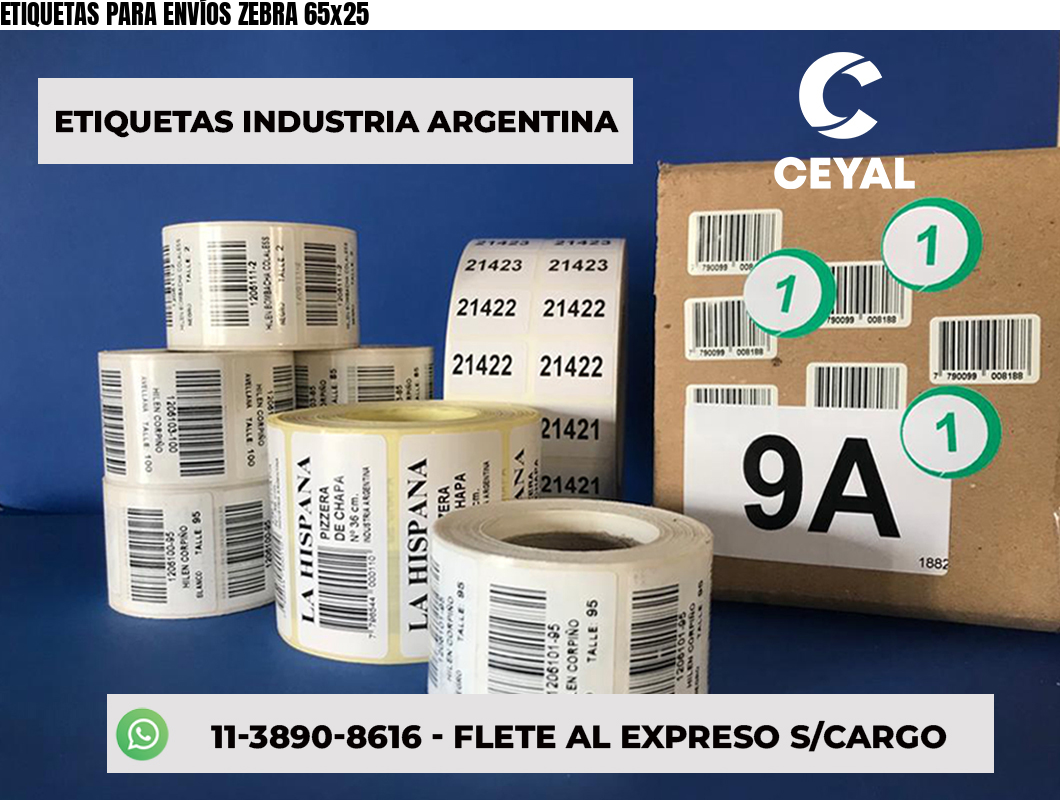ETIQUETAS PARA ENVÍOS ZEBRA 65x25