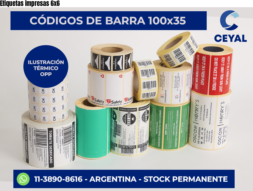 Etiquetas impresas 6×6