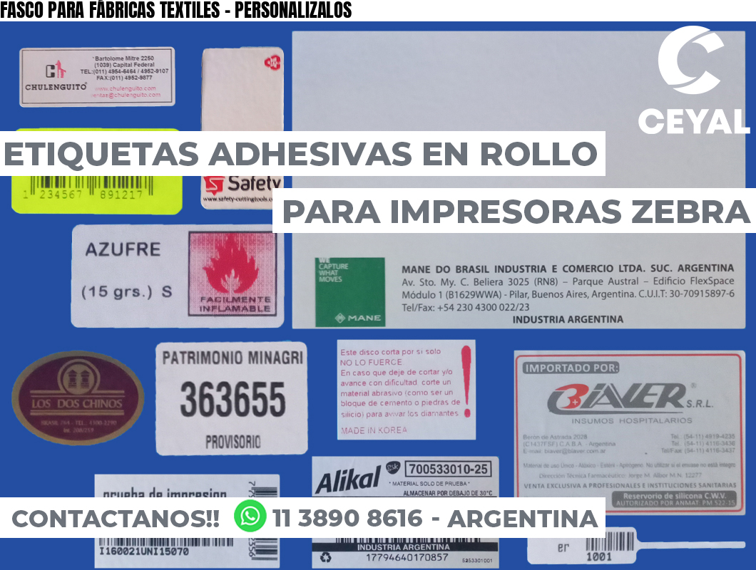 FASCO PARA FÁBRICAS TEXTILES - PERSONALIZALOS