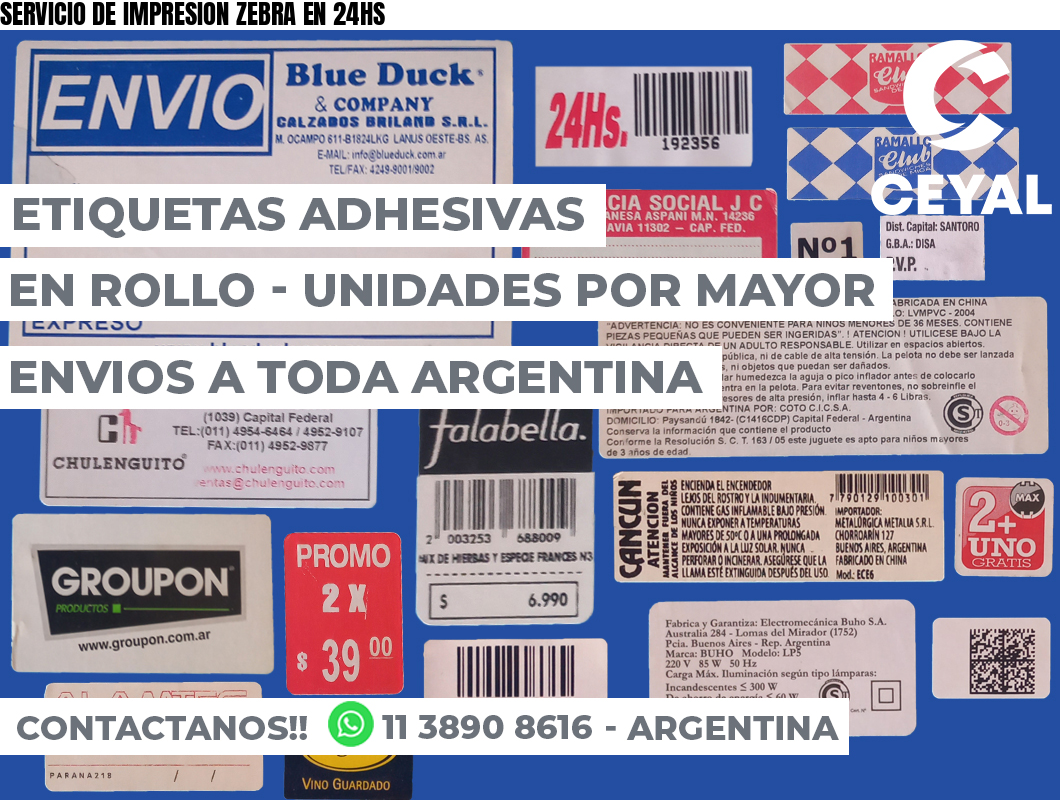 SERVICIO DE IMPRESION ZEBRA EN 24HS