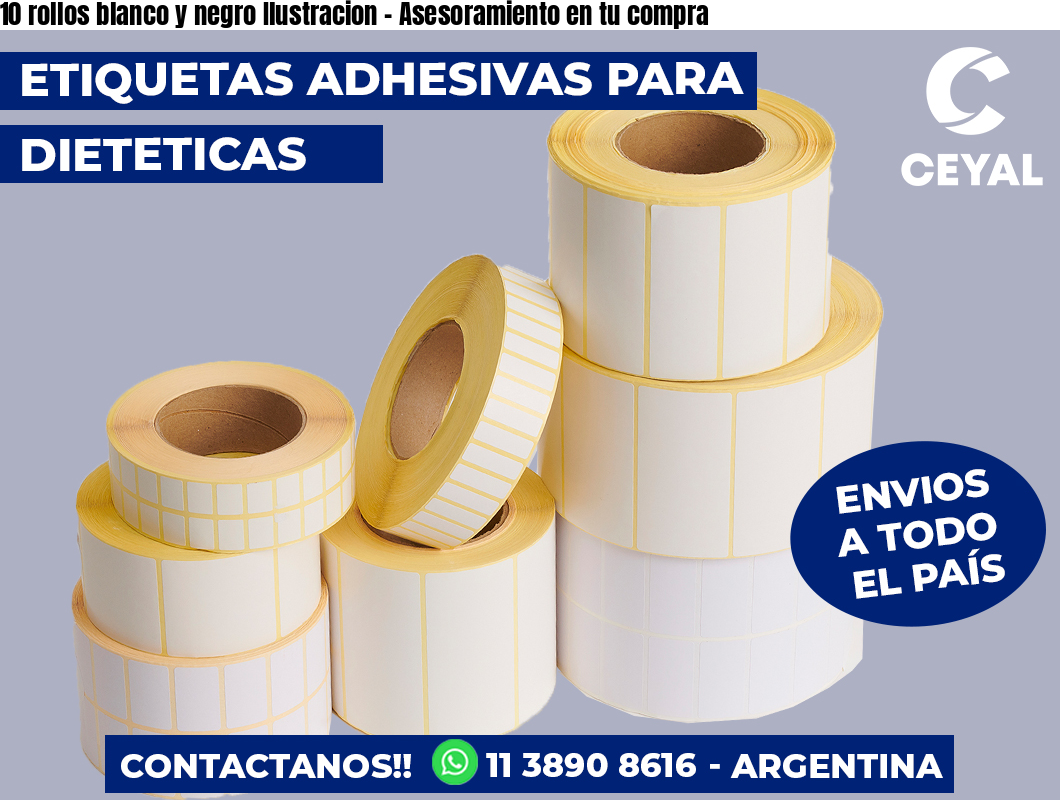 10 rollos blanco y negro Ilustracion - Asesoramiento en tu compra
