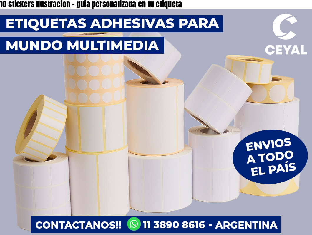 10 stickers Ilustracion - guía personalizada en tu etiqueta
