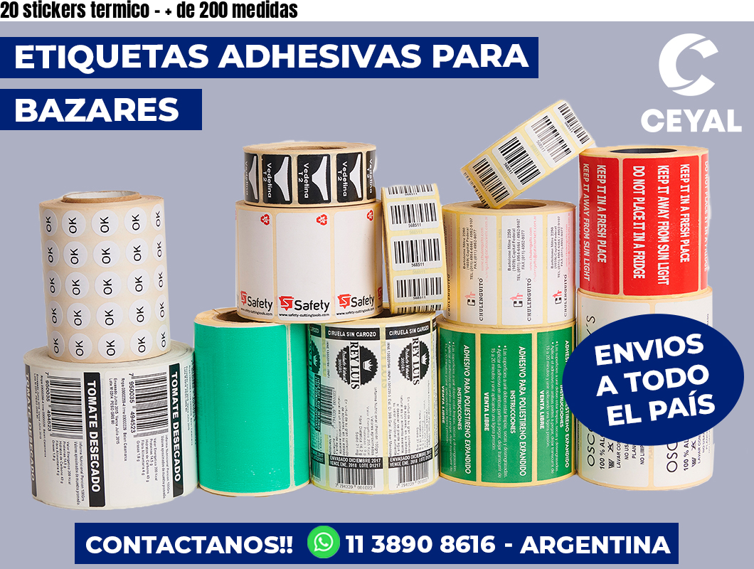20 stickers termico - + de 200 medidas