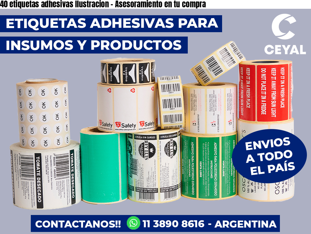40 etiquetas adhesivas Ilustracion - Asesoramiento en tu compra