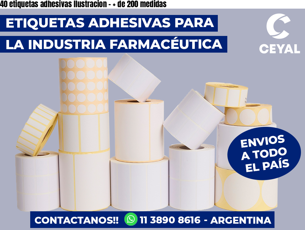 40 etiquetas adhesivas Ilustracion - + de 200 medidas