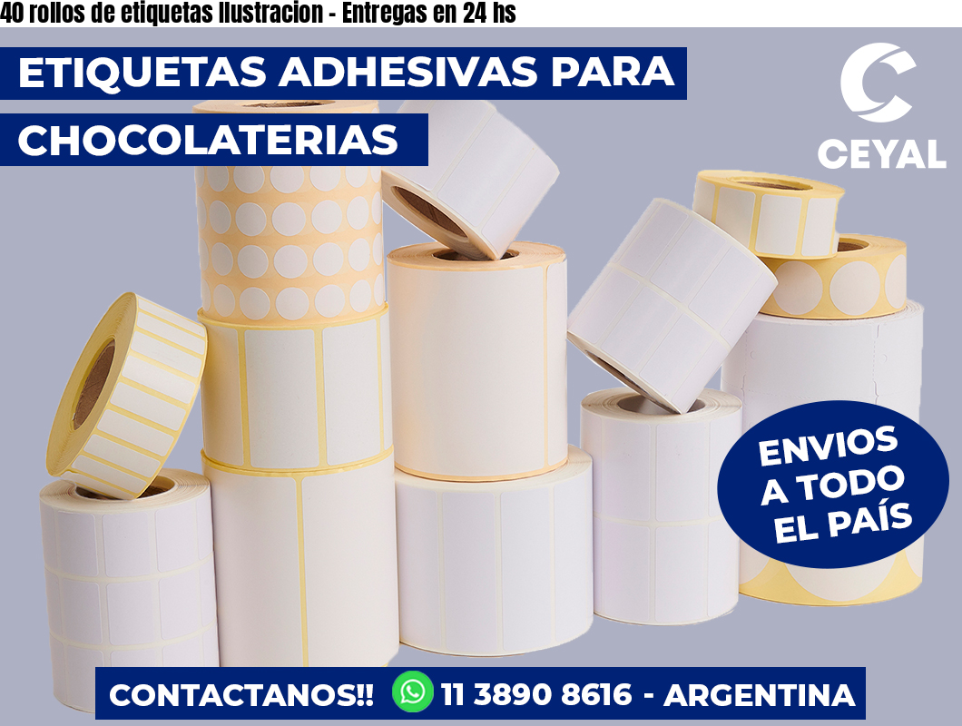 40 rollos de etiquetas Ilustracion - Entregas en 24 hs