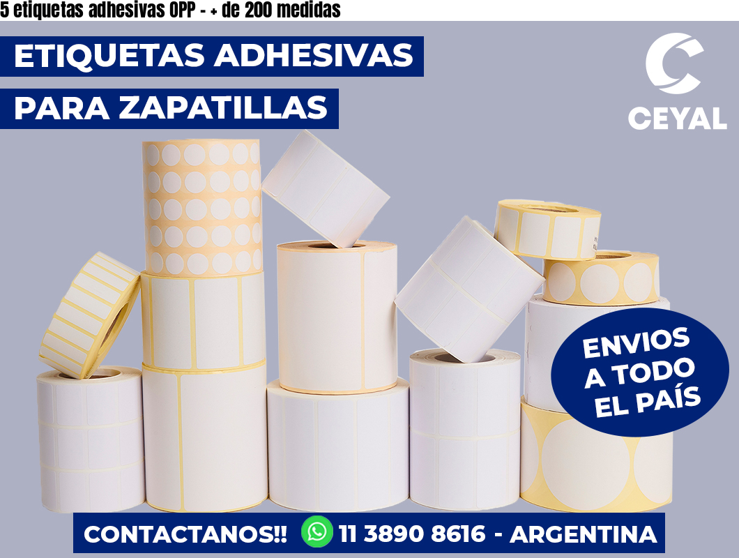 5 etiquetas adhesivas OPP - + de 200 medidas