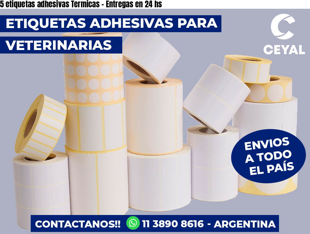 5 etiquetas adhesivas Termicas - Entregas en 24 hs