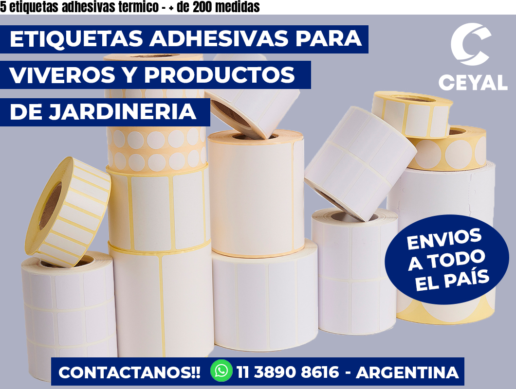 5 etiquetas adhesivas termico - + de 200 medidas