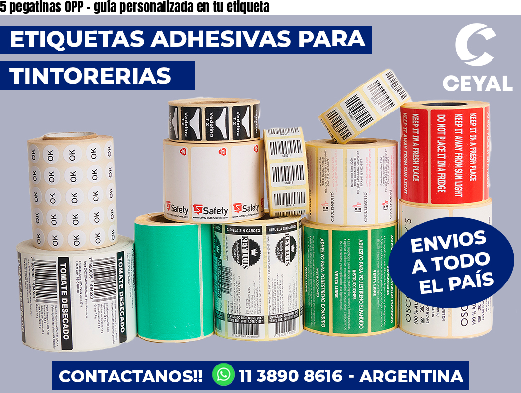 5 pegatinas OPP - guía personalizada en tu etiqueta