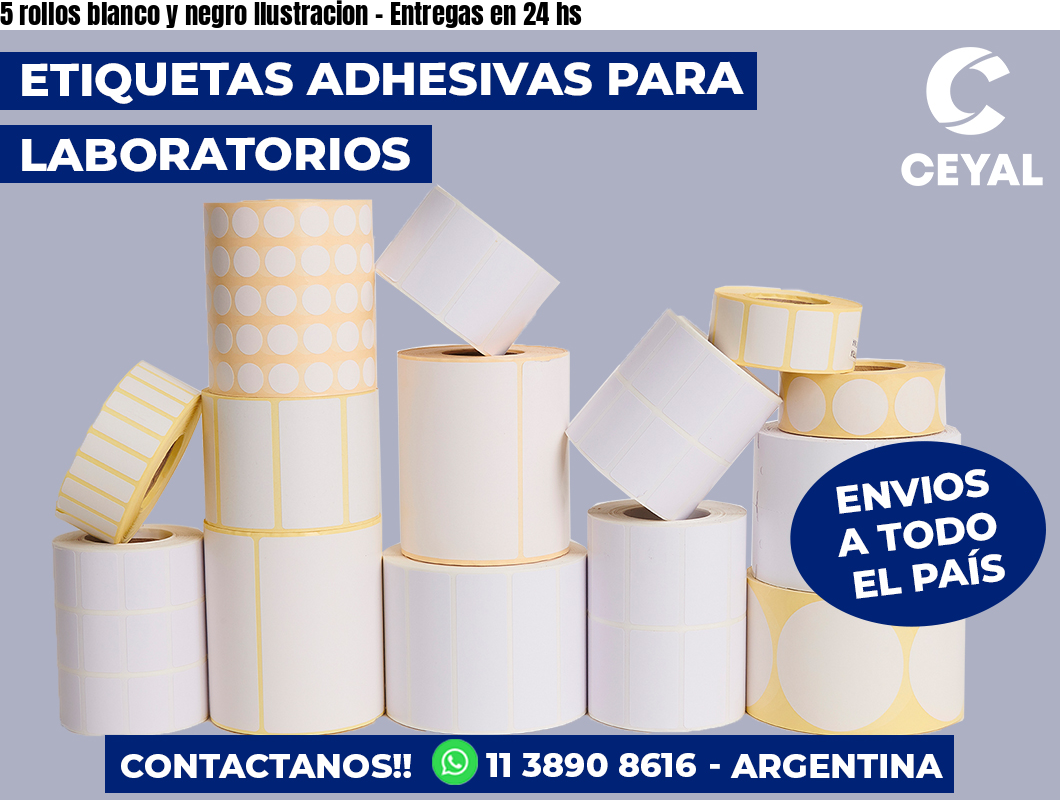 5 rollos blanco y negro Ilustracion - Entregas en 24 hs
