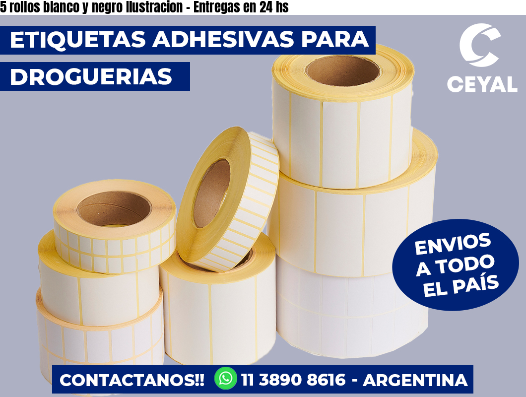5 rollos blanco y negro Ilustracion – Entregas en 24 hs
