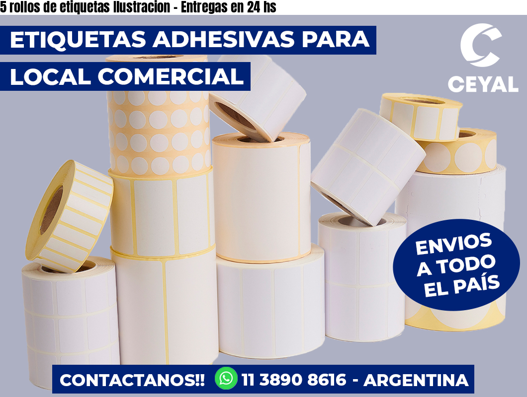 5 rollos de etiquetas Ilustracion - Entregas en 24 hs