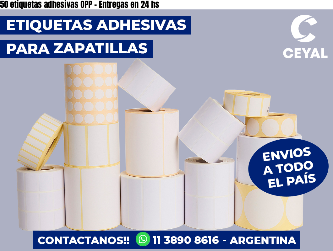 50 etiquetas adhesivas OPP – Entregas en 24 hs